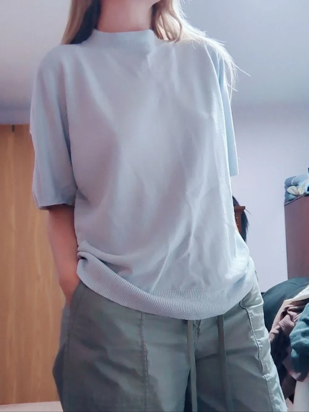 Sag Harbor Pale Blue Short-Sleeve Knit Shirt